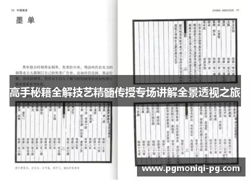 高手秘籍全解技艺精髓传授专场讲解全景透视之旅