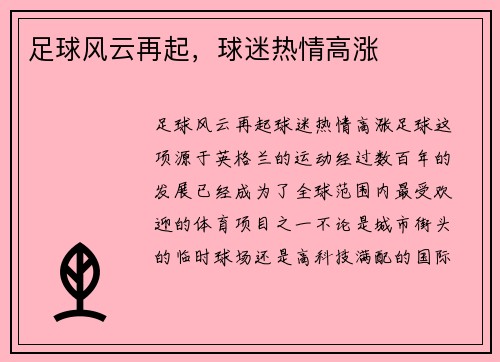 足球风云再起，球迷热情高涨