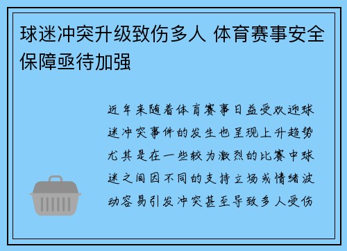 球迷冲突升级致伤多人 体育赛事安全保障亟待加强